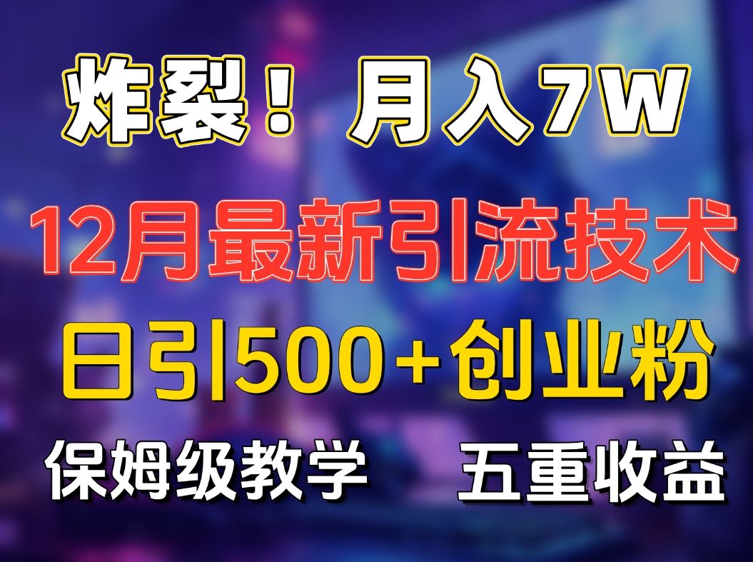 炸裂！月入7W+揭秘12月最新日引流500+精准创业粉，多重收益保姆级教学-知享知识库