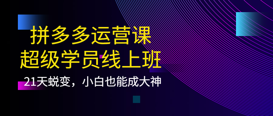 拼多多运营课：超级学员线上班，21天蜕变，小白也能成大神-知享知识库