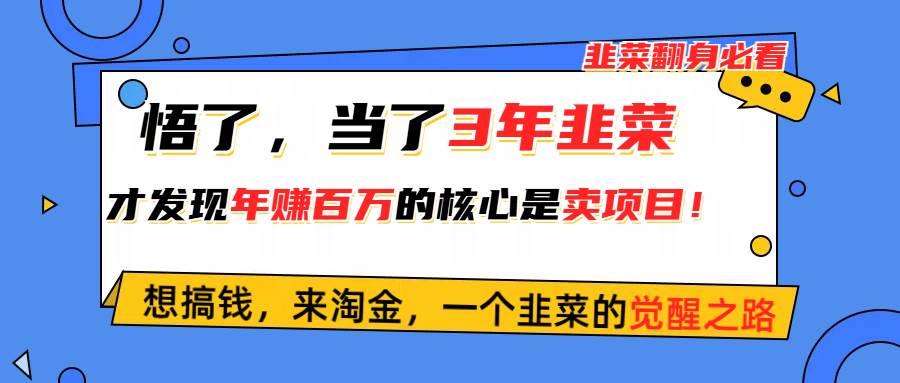 悟了,当了3年韭菜,才发现网赚圈年赚100万的核心是卖项目,含泪分享!-知享知识库