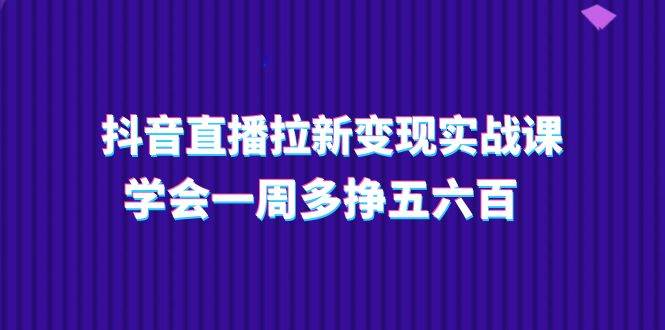 （11254期）抖音直播拉新变现实操课，学会一周多挣五六百（15节课）-知享知识库