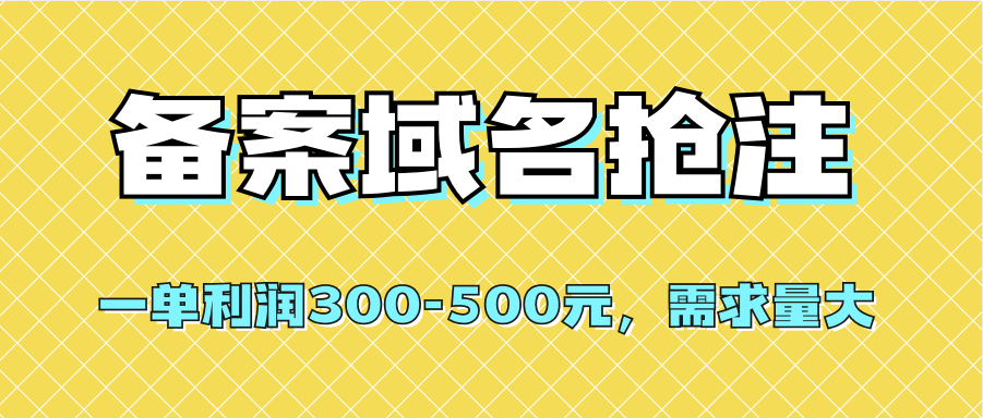 【全网首发】备案域名抢注，一单利润300-500元，需求量大-知享知识库