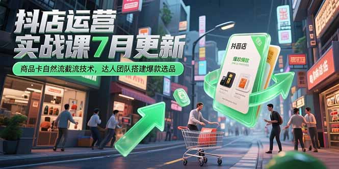 （15329期）抖店运营实战课7月更新，商品卡自然流截流技术，达人团队搭建爆款选品-知享知识库