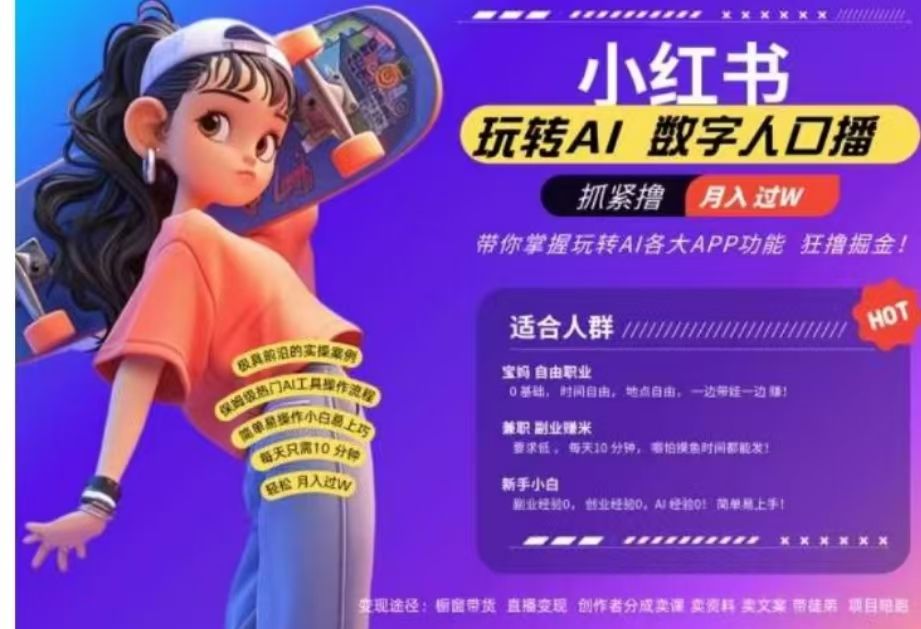小红书数字人暴力起号，AI改写文案，流量火爆月入破W轻松拿捏，再也不用费劲录口播-知享知识库