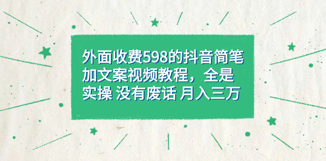 外面收费598抖音简笔加文案教程，全是实操 没有废话 月入三万（教程+资料）-知享知识库