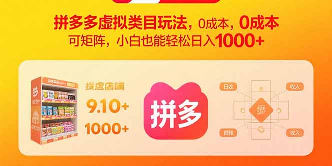 （15943期）拼多多虚拟类目玩法，0成本，可矩阵，小白也能轻松日入1000+-知享知识库