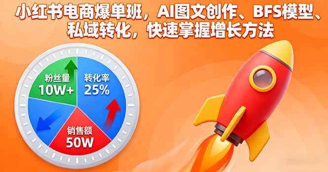 (16187期)小红书电商爆单班,AI图文创作、BFS模型、私域转化,快速掌握增长方法-知享知识库