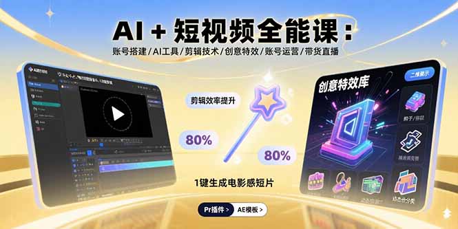 （15862期）AI+短视频全能课：账号搭建/AI工具/剪辑技术/创意特效/账号运营/带货直播-知享知识库