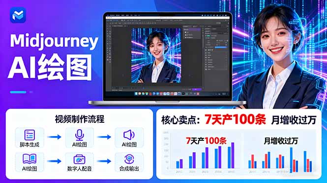 （16049期）AI绘图照片开口说话视频制作：Midjourney+数字人，7天产100条月增收过万-知享知识库