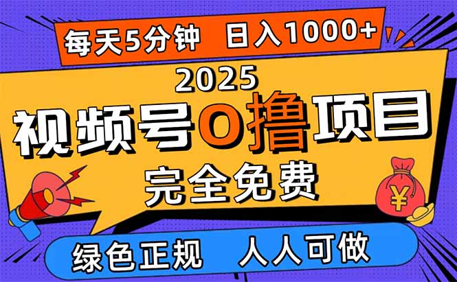 （16388期）2025视频号0撸项目，5分钟一个号，日入1000+，人人可做-知享知识库