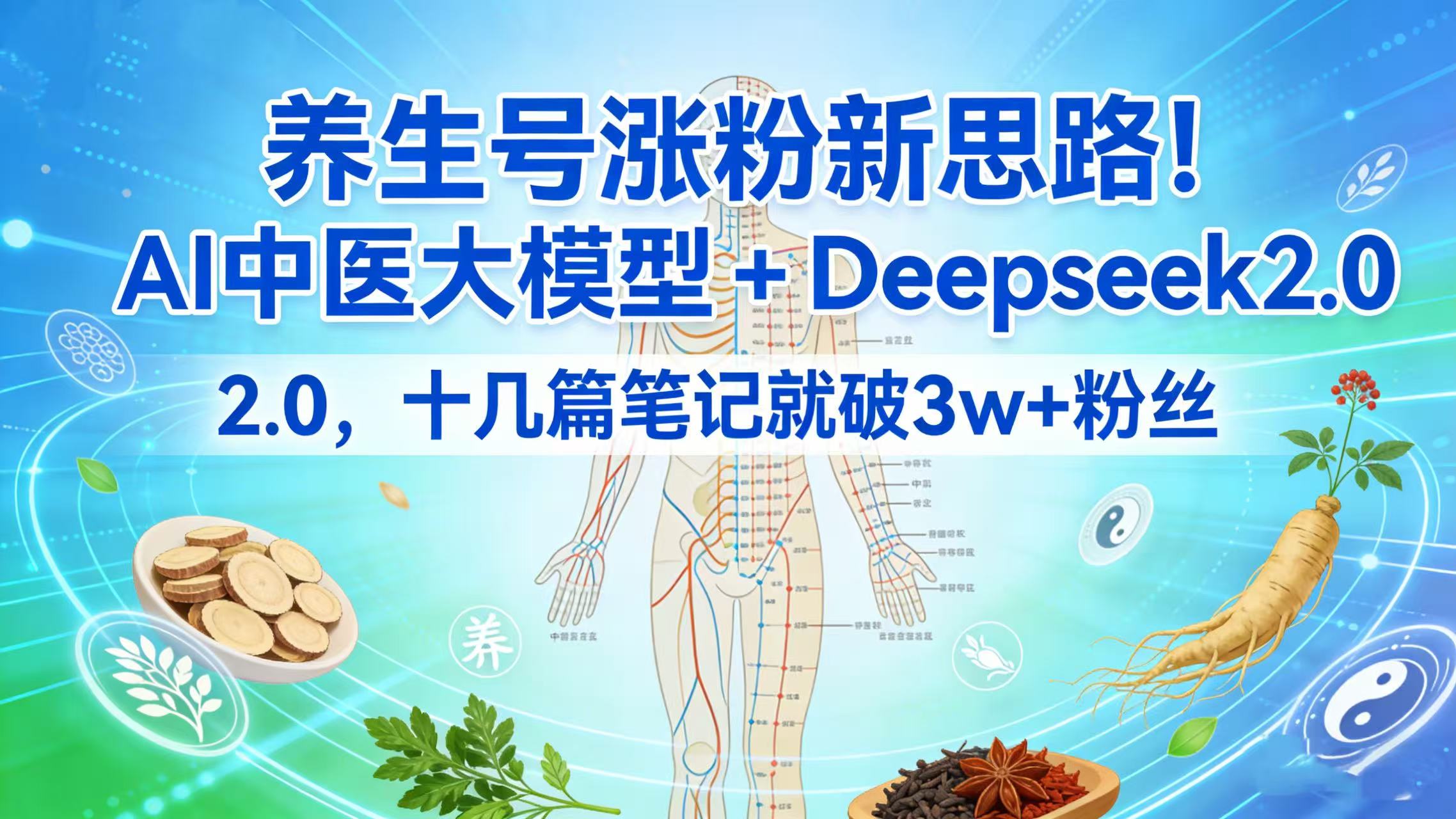 养生号涨粉新思路!AI 中医大模型 + Deepseek 2.0,十几篇笔记就破 3w + 粉丝-知享知识库