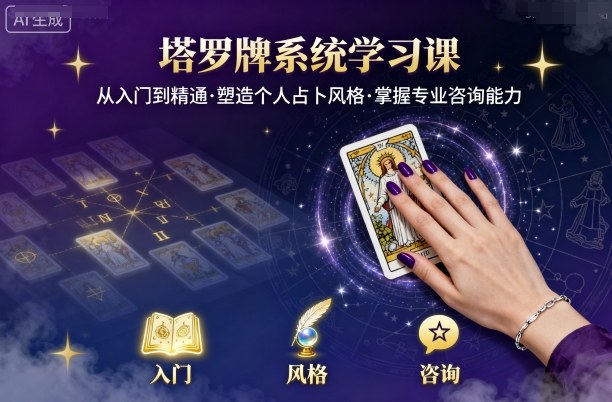 塔罗牌系统学习课，助你从入门到精通，塑造个人占卜风格，掌握专业咨询能力-知享知识库