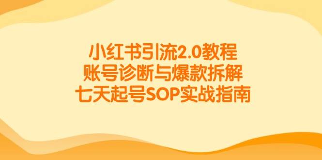 小红书引流2.0教程,账号诊断与爆款拆解,七天起号SOP实战指南-知享知识库