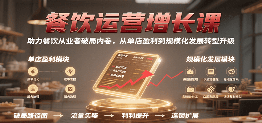 餐饮运营增长课，助力餐饮从业者破局内卷，从单店盈利到规模化发展转型升级-知享知识库