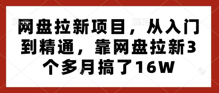 网盘拉新项目,从入门到精通,靠网盘拉新3个多月搞了16W-知享知识库