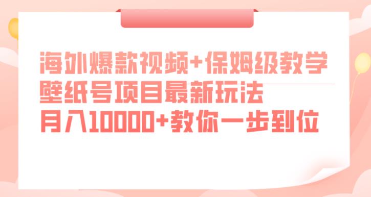 海外爆款视频+保姆级教学,壁纸号项目最新玩法,月入10000+教你一步到位【揭秘】-知享知识库