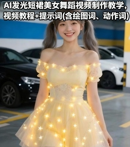 AI发光短裙美女舞蹈视频制作教学,视频教程+提示词(含绘图词、动作词)-知享知识库