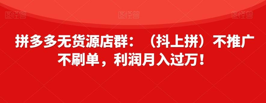 拼多多无货源店群:(抖上拼)不推广不刷单,利润月入过万!【揭秘】-知享知识库