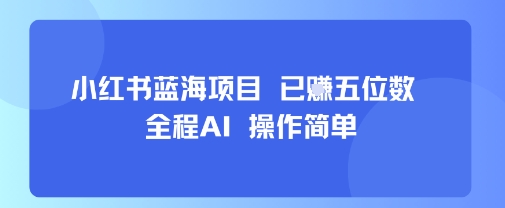 小红书蓝海项目，全程AI，操作简单，已挣五位数-知享知识库
