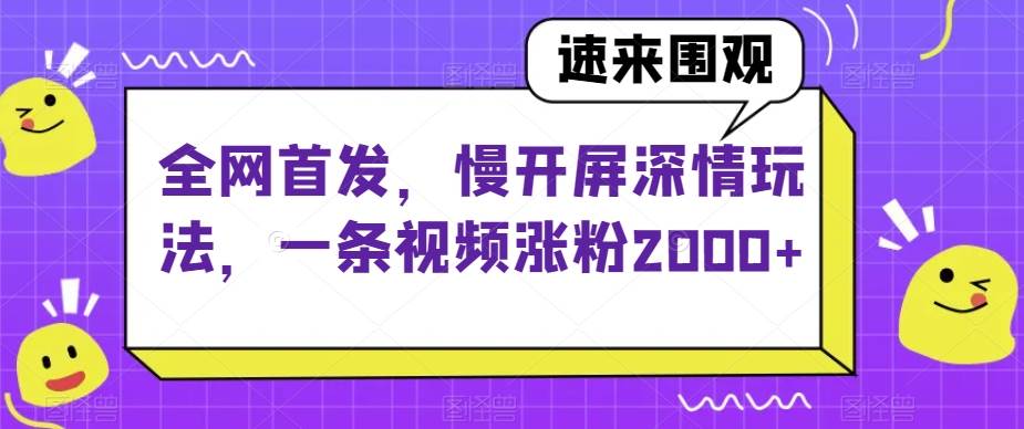 全网首发,慢开屏深情玩法,一条视频涨粉2000+【揭秘】-知享知识库