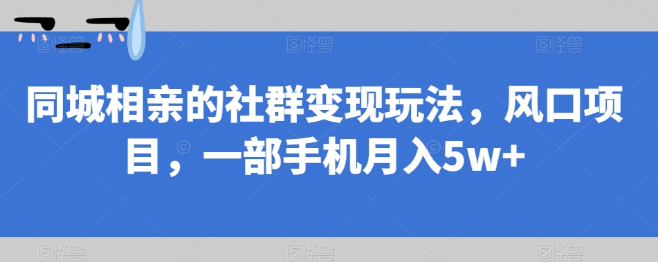 同城相亲的社群变现玩法，风口项目，一部手机月入5w+【揭秘】-知享知识库