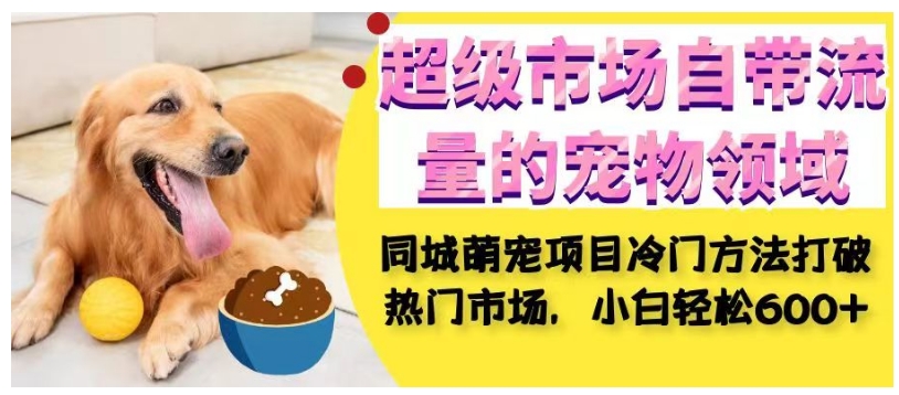 超级市场自带流量的宠物领域,同城萌宠项目冷门方法打破热门市场,小白轻松600+-知享知识库