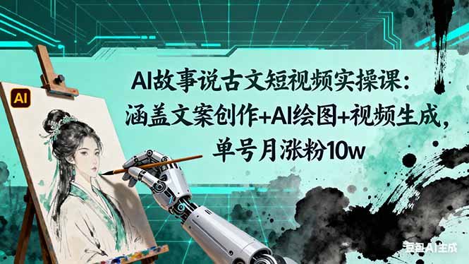 （16369期）AI故事说古文短视频实操课：涵盖文案创作+AI绘图+视频生成，单号月涨粉10w-知享知识库