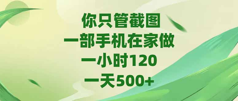 (15039期)你只管截图,一部手机在家做,一小时120,-天500+-知享知识库