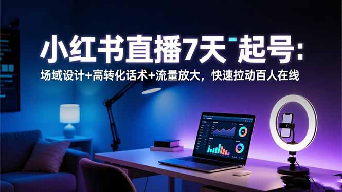 (16537期)小红书直播7天起号:场域设计+高转化话术+流量放大,快速拉动百人在线-知享知识库