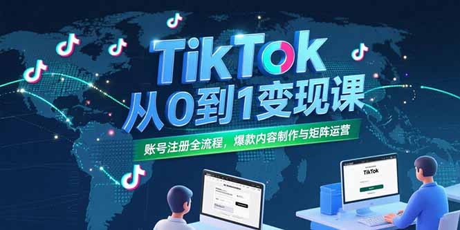 （15346期）TikTok从0到1变现课，账号注册全流程，爆款内容制作与矩阵运营-知享知识库