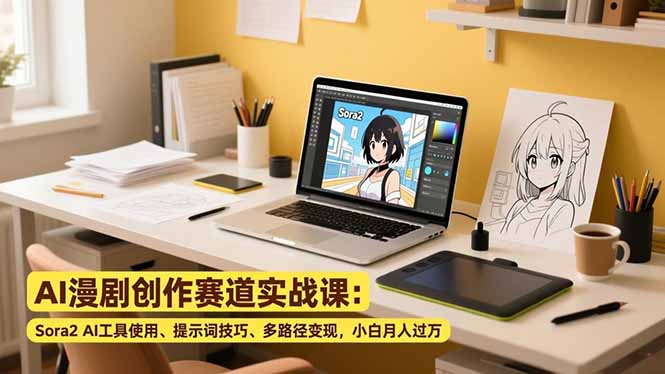 （16936期）AI漫剧创作赛道实战课：Sora2 AI工具使用、提示词技巧、多路径变现，小白月入过万-知享知识库