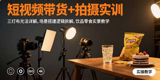 （15540期）短视频带货+拍摄实训：三灯布光法详解,场景搭建逻辑拆解,饮品零食实景教学-知享知识库