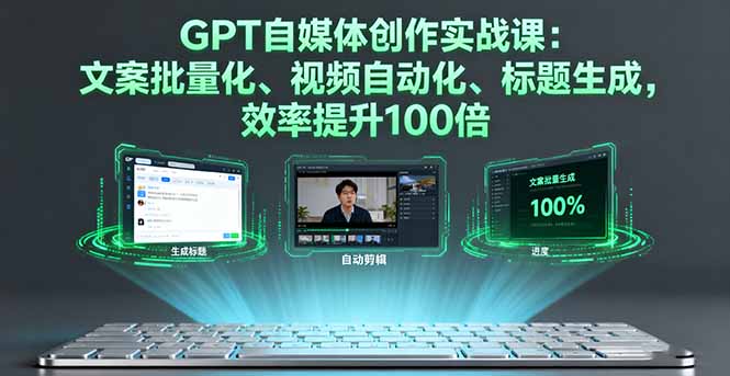 （16123期）GPT自媒体创作实战课：文案批量化、视频自动化、标题生成，效率提升100倍-知享知识库