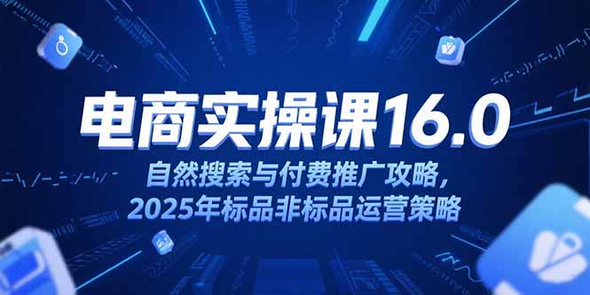 （15262期）淘宝电商运营课16.0，自然搜索与付费推广攻略，2025年标品非标品运营策略-知享知识库