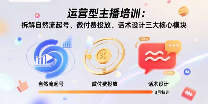 （15654期）运营型主播培训：拆解自然流起号、微付费投放、话术设计三大核心模块-8月-知享知识库