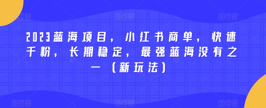 2023蓝海项目，小红书商单，快速千粉，长期稳定，最强蓝海没有之一（新玩法）-知享知识库
