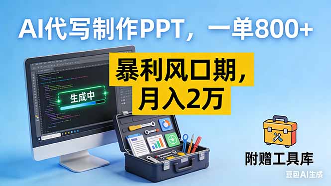 （16967期）AI代写制作PPT，一单800+， 暴利风口期，月入2万【附工具】-知享知识库