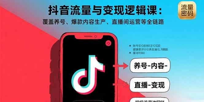 （15824期）抖音流量与变现逻辑课：覆盖养号、爆款内容生产、直播间运营等全链路-知享知识库