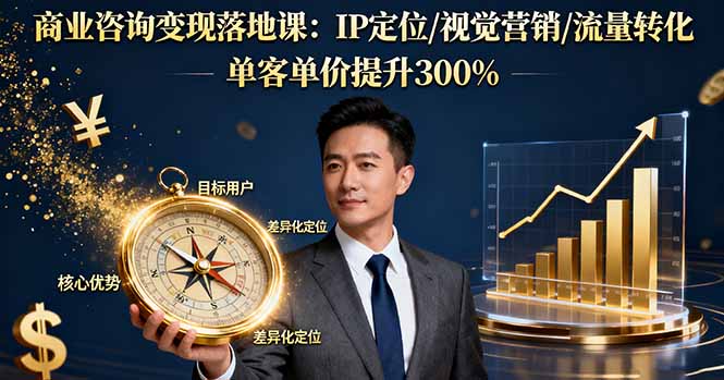 （16249期）商业咨询变现落地课：IP定位/视觉营销/流量转化，单客单价提升300%-知享知识库