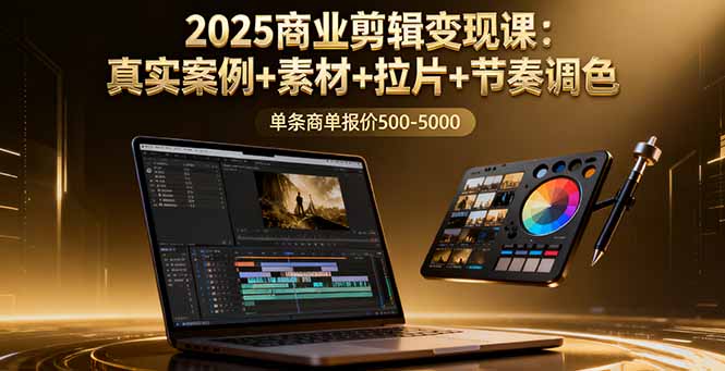 （16130期）2025商业剪辑变现课：真实案例+素材+拉片+节奏调色，单条商单报价500-5000-知享知识库