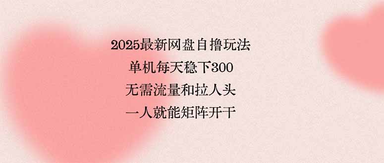 （15831期）2025最新网盘自撸玩法，单机每天稳下3张，无需流量和拉人头，一个人就…-知享知识库