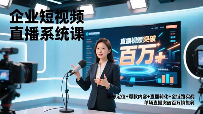 （16878期）企业短视频直播系统课，账号定位+爆款内容+直播转化+全链路实战，单场直播突破百万销售额-知享知识库