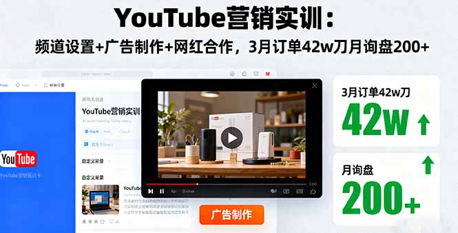 （16107期）YouTube营销实训：频道设置+广告制作+网红合作，3月订单42w刀月询盘200+-知享知识库