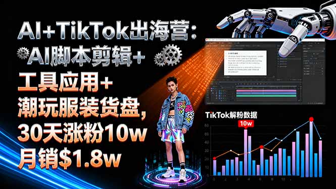 （16108期）AI+TikTok出海营:AI脚本剪辑+工具应用+潮玩服装货盘,30天涨粉10w月销$1.8w-知享知识库