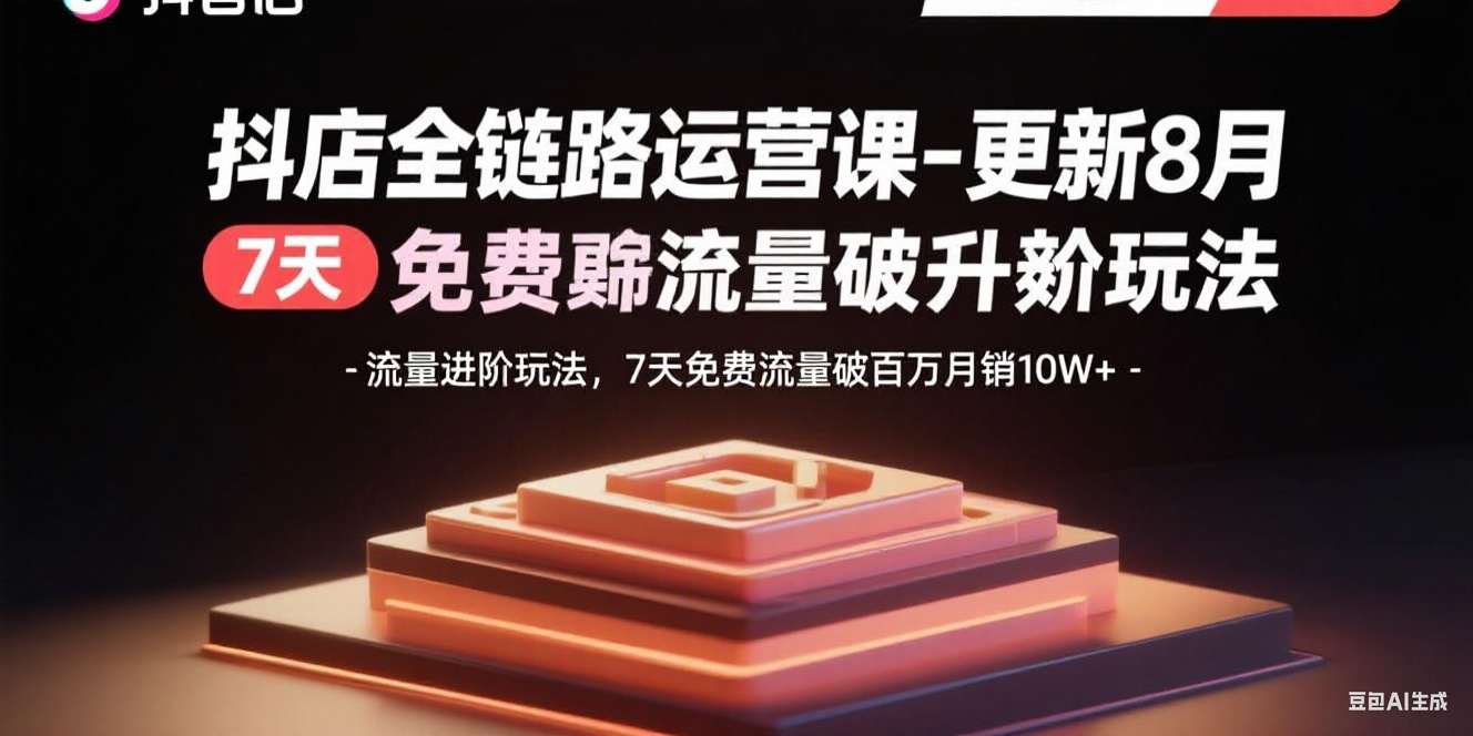 （15918期）抖店全链路运营课-更新8月：流量进阶玩法，7天免费流量破百万月销10W+-知享知识库