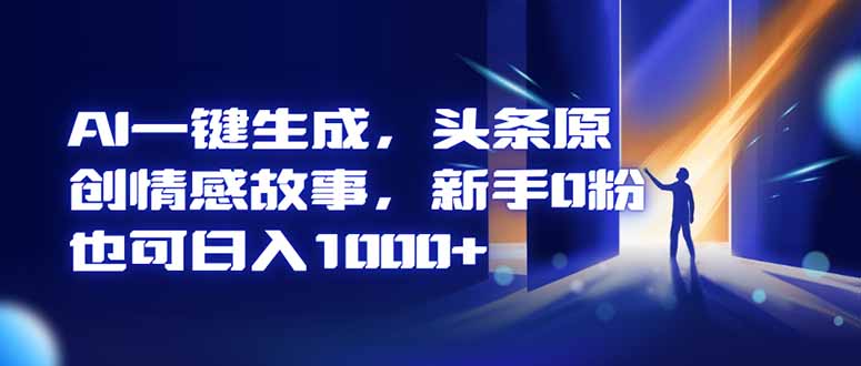 (16581期)AI一键生成,头条原创情感故事,新手0粉也可日入1000+-知享知识库