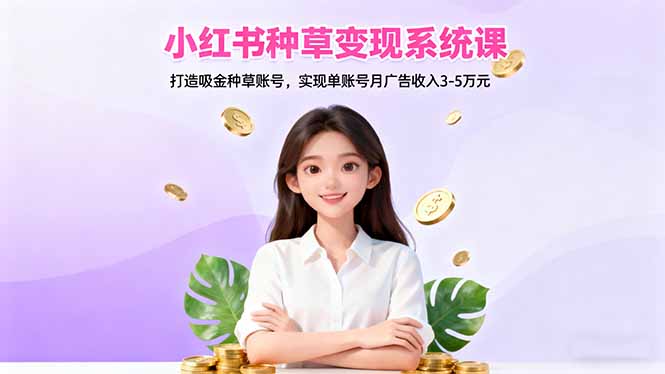 (16468期)小红书种草变现系统课:打造吸金种草账号,实现单账号月广告收入3-5万元-知享知识库
