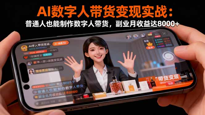 （16377期）AI数字人带货变现实战：普通人也能制作数字人带货，副业月收益达8000+-知享知识库