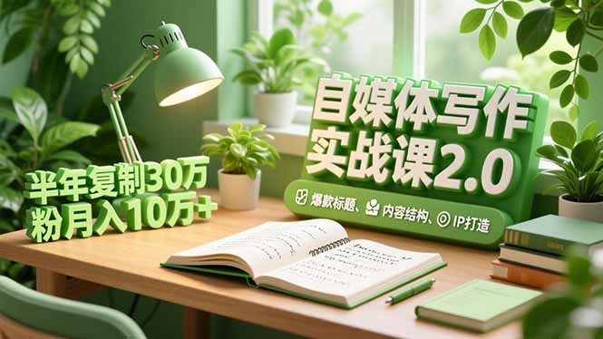 （16734期）自媒体写作实战课2.0，爆款标题、内容结构、IP打造，半年复制30万粉月入10万+-知享知识库