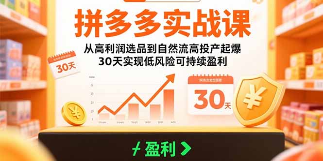 （15586期）拼多多实战课：从高利润选品到自然流高投产起爆 30天实现低风险可持续盈利-知享知识库