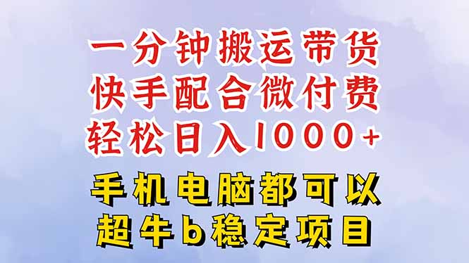 （16285期）快手黑科技一分钟搬运带货，一刀不剪过原创，微付费投流玩法，轻松日入…-知享知识库